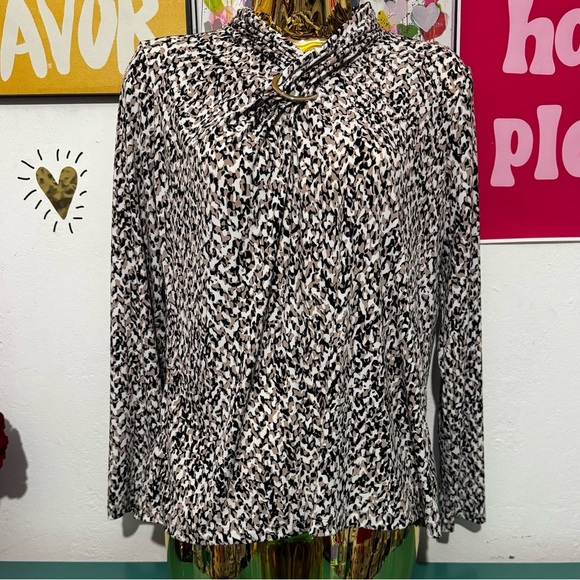 Liz Claiborne Women’s Animal Print Drape Neck Blouse - Size PM - Picture 1 of 3